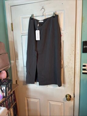 Dark Gray Pencil Skirt with Front Slit Size Large
